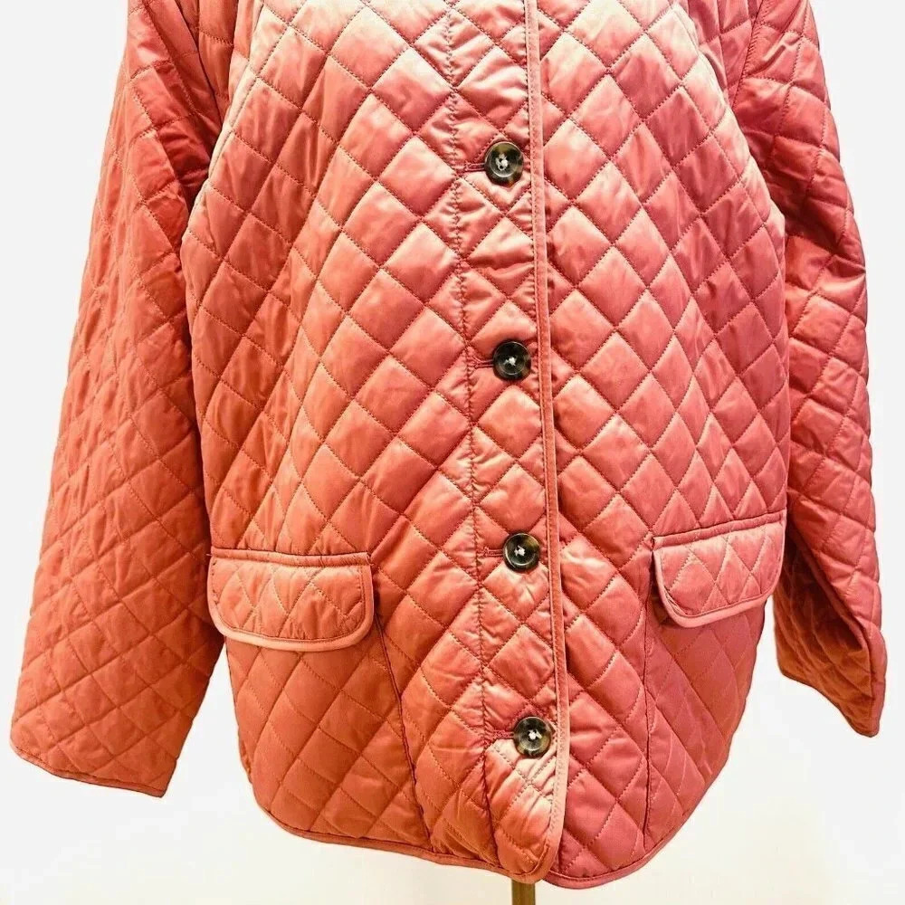 NWT CROFT & BARROW Women Button Down Quilted Orange Jacket Lightweight 2X - Picture 3 of 15